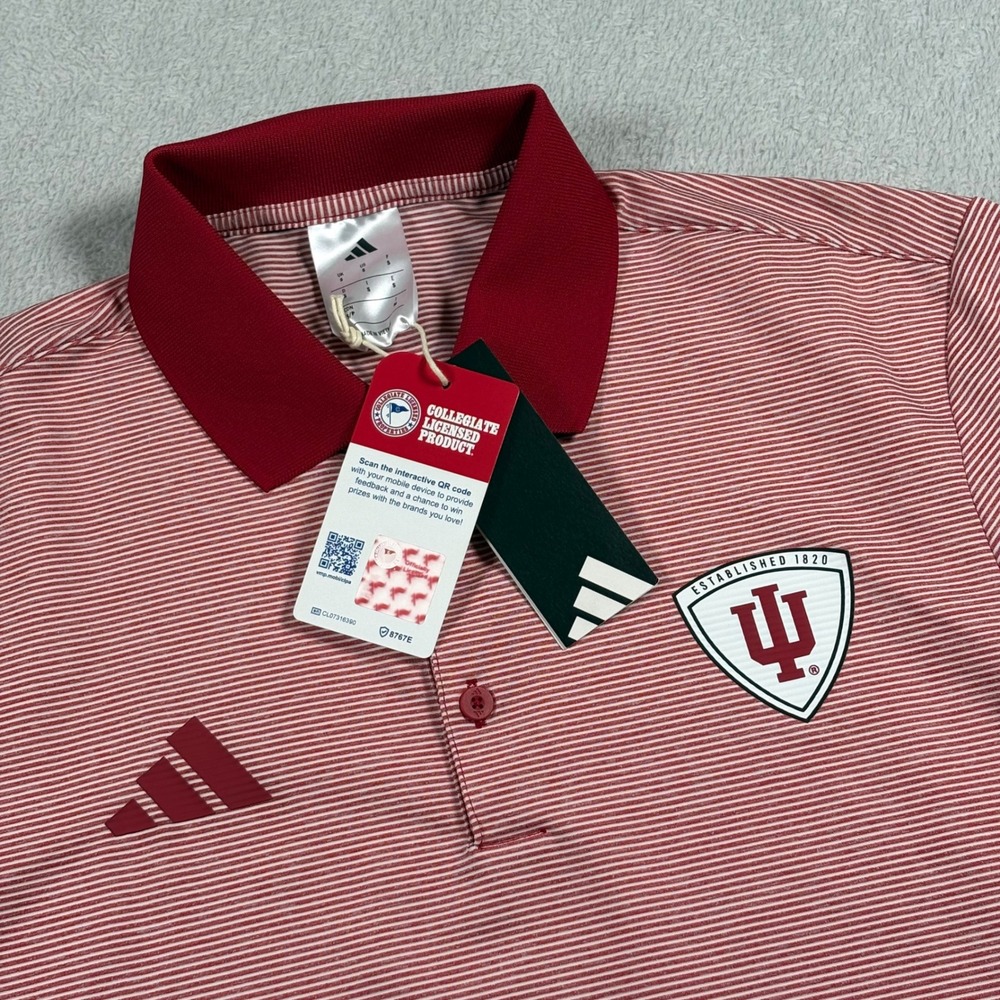 Adidas Indiana University Hoosiers Mens Small Red White Striped Polo